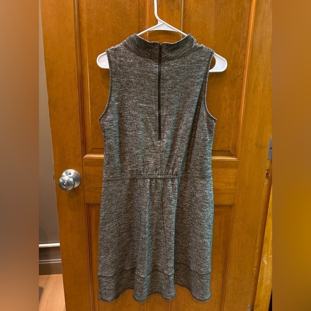 W By Worth Heather Green Sleevless Wool Knit Dress Mock Neck Drawstring Waist - Picture 4 of 13